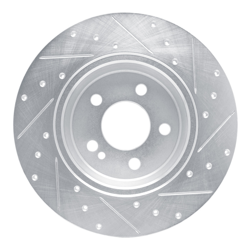 Mercedes-Benz C200 Brake Rotor (1) - Rear Left - R1 Concepts - Drilled & Slotted - Silver - `15-`21